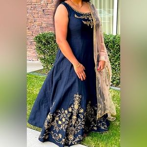 India long gown.. with gold dupatta